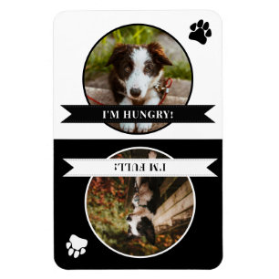 Black White Paw Print Dog Is Fed Photo Magnet