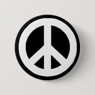 Black & White Peace Sign 6 Cm Round Badge