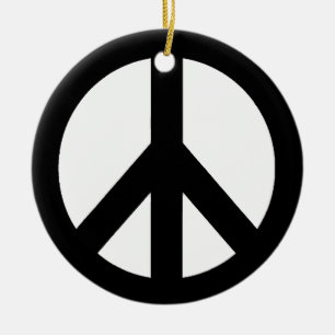 Black White Peace Sign Symbol Ceramic Tree Decoration