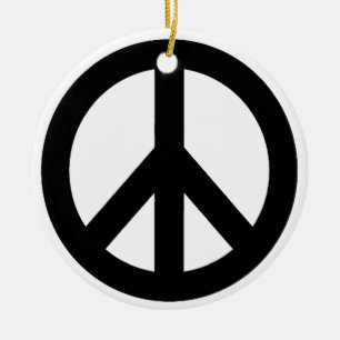Black White Peace Sign Symbol Ceramic Tree Decoration