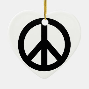 Black White Peace Sign Symbol Ceramic Tree Decoration