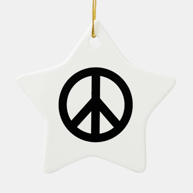 Black White Peace Sign Symbol Ceramic Tree Decoration (Front)