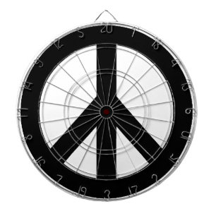 Black White Peace Sign Symbol Dartboard