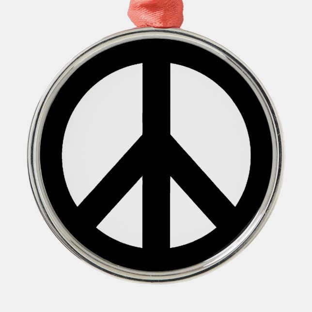 Black White Peace Sign Symbol Metal Tree Decoration (Front)