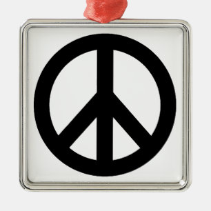 Black White Peace Sign Symbol Metal Tree Decoration