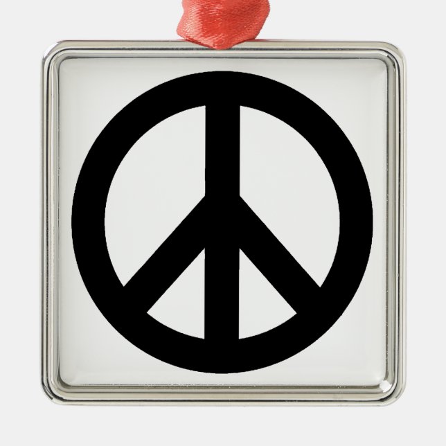 Black White Peace Sign Symbol Metal Tree Decoration (Front)