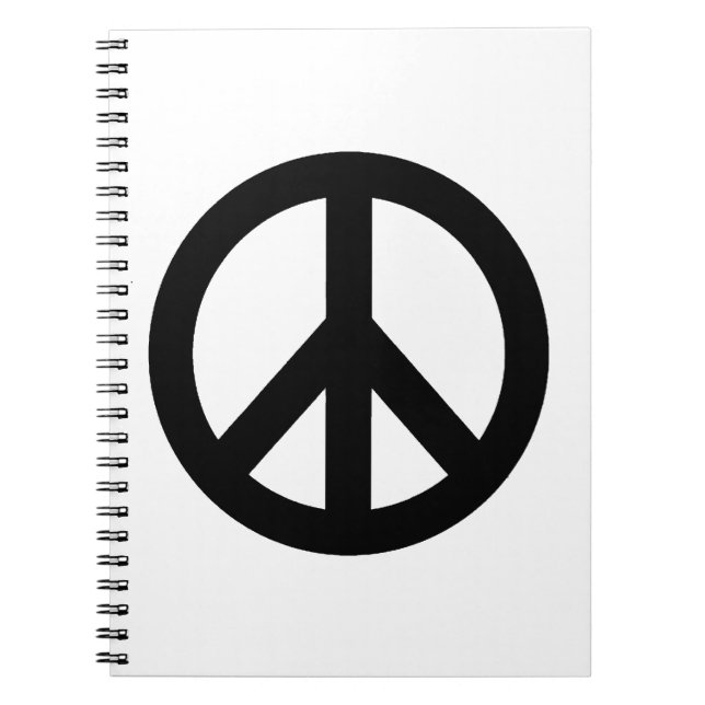 Black White Peace Sign Symbol Notebook (Front)