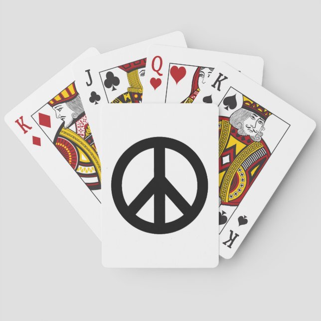 Black White Peace Sign Symbol Playing Cards (Back)