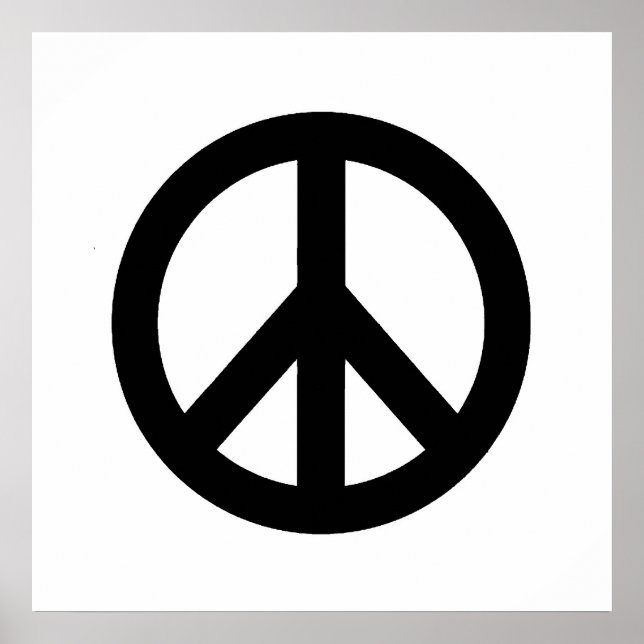 Black White Peace Sign Symbol Poster (Front)
