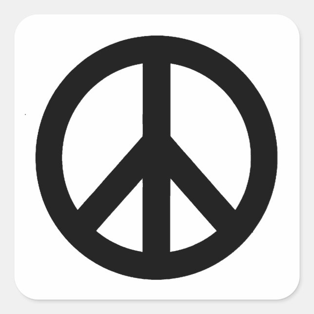 Black White Peace Sign Symbol Square Sticker (Front)