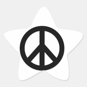 Black White Peace Sign Symbol Star Sticker