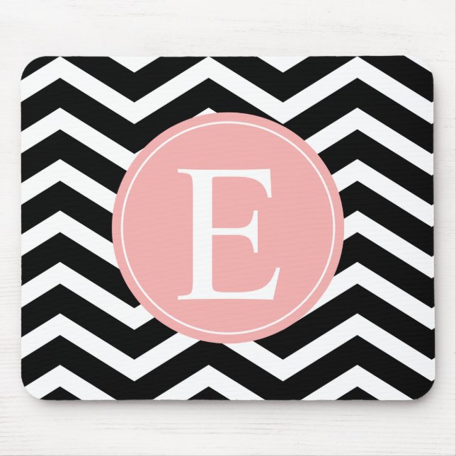 Black White Peach Chevron Custom Mouse Mat (Front)