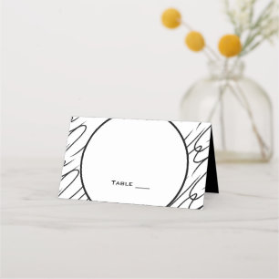 Black White (Peach) Wedding set Place Card