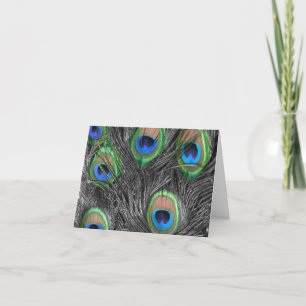 Black & White Peacock Feather Thank You Card
