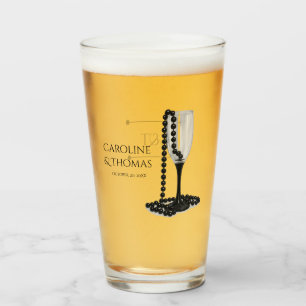 Black & White Pearl Champagne Glass Wedding