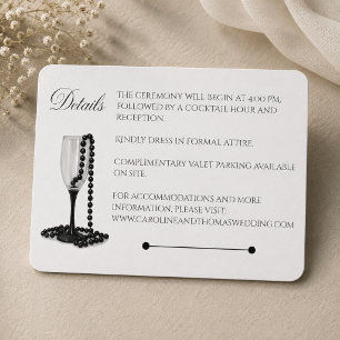 Black & White Pearl Champagne Glass Wedding Enclosure Card