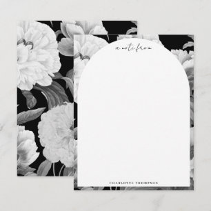 Black & White Peonies Watercolor Floral Card