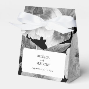 Black & White Peonies Watercolor Floral Wedding Favour Box
