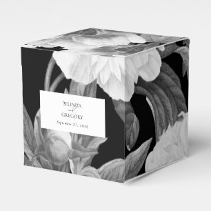 Black & White Peonies Watercolor Floral Wedding Favour Box