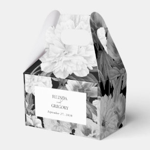 Black & White Peonies Watercolor Floral Wedding Favour Box