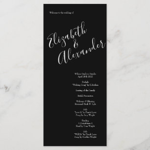 Black & White Peony Rose Floral Wedding Programs Menu