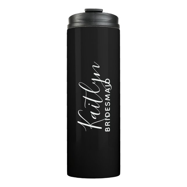 Black & White Personalised Bridesmaid  Thermal Tumbler (Front)