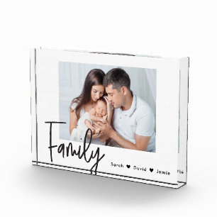 Black White Personalised Family Photo with Names