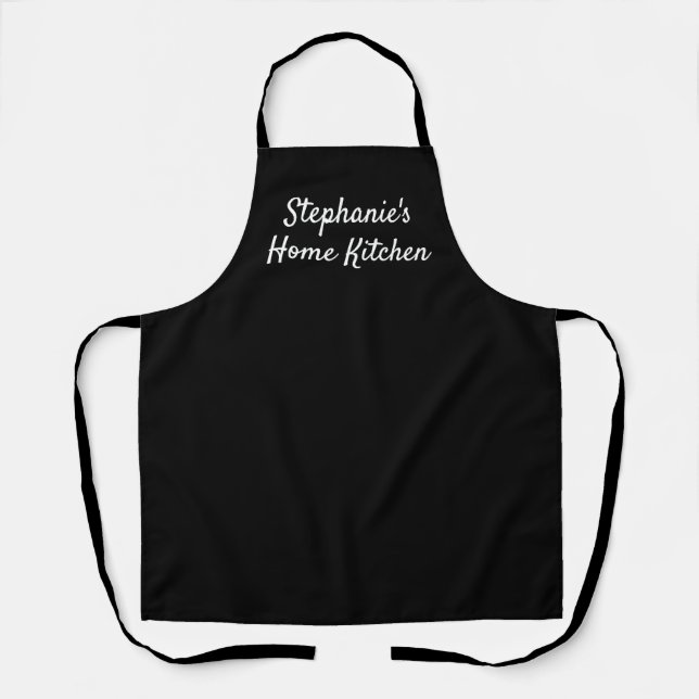 Black & white personalised home kitchen apron (Front)