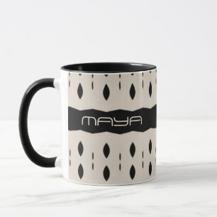 Black White Personalised Large Diamond Pattern  Mug