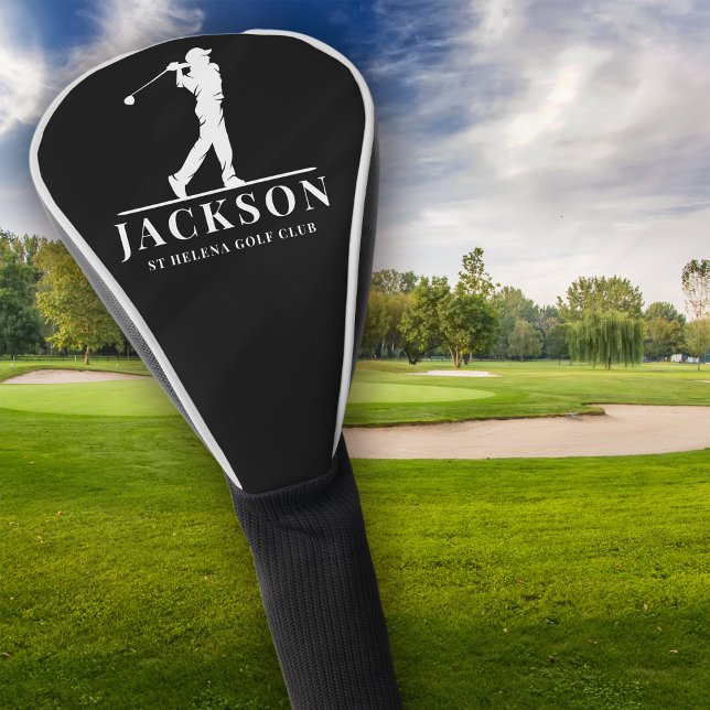 Black White Personalised Monogram Golf Swing Golf Head Cover (Creator Uploaded)
