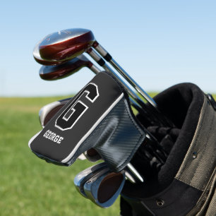 Black & White Personalised Monogram Putter Golf Head Cover
