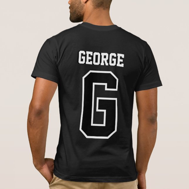 Black White Personalised Monogram Tee for Him (Back)