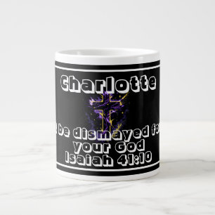 Black & White Personalised Name Cross Design Large Coffee Mug