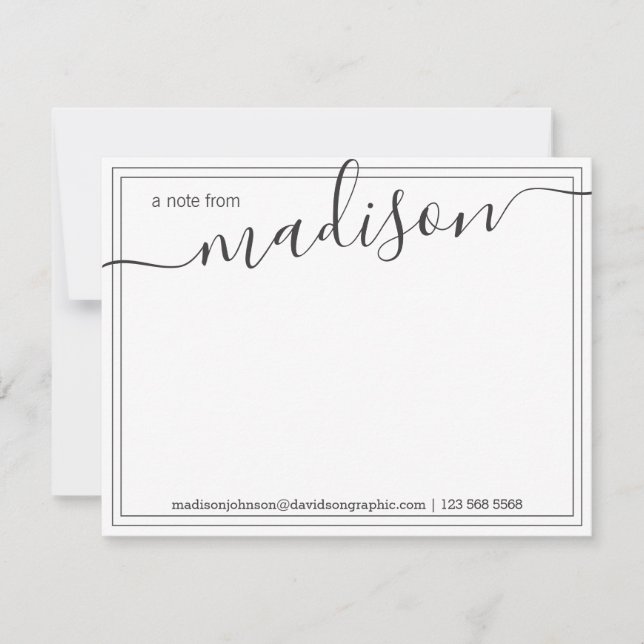 Black White Personalised Name | From The Desk Of  Thank You Card (Front)