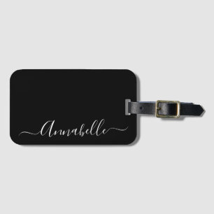 Black & White Personalised Name Luggage Tag