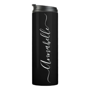 Black White Personalised Name Thermal Tumbler