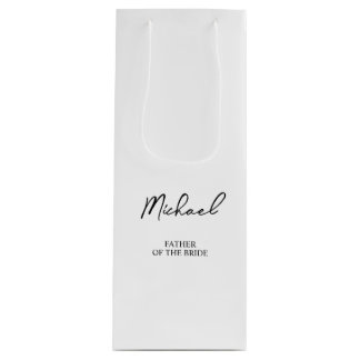 Black & White Personalised Name Wedding Party Wine Gift Bag