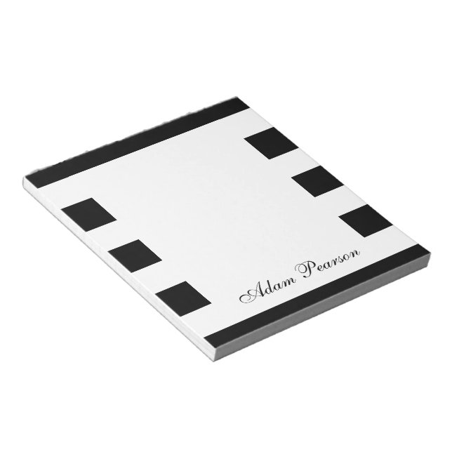 Black & White Personalised Notepad (Angled)