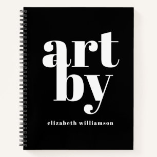 Black White Personalised Sketchbook Notebook