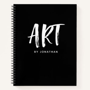 Black White Personalised Sketchbook Your Name Notebook