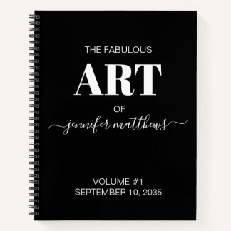Black White Personalised Sketchbook Your Name Notebook
