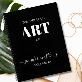 Black White Personalised Sketchbook Your Name Notebook