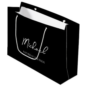 Black & White Personalised Wedding Party Name Gift Large Gift Bag