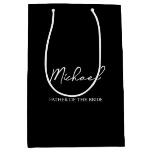Black & White Personalised Wedding Party Name Gift Medium Gift Bag