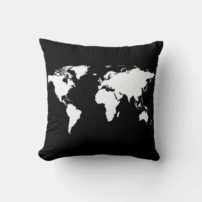 black/white personalised world-map cushion (Front)