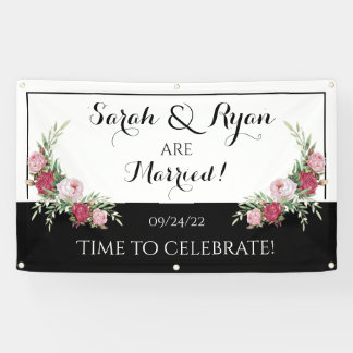 Black & White Personalized (Day of) Wedding Banner