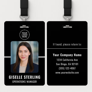 Black White Personalized Employee ID Card ID Badge