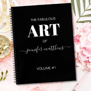 Black White Personalized Script Name Sketchbook Notebook