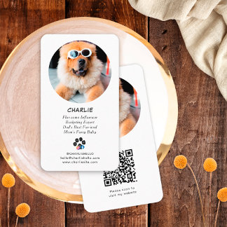 Black & White Pet Dog Photo Social Media Qr Code Business Card
