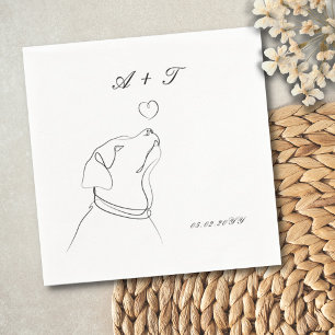Black White Pet Doodle Couple Wedding Monogram  Napkin